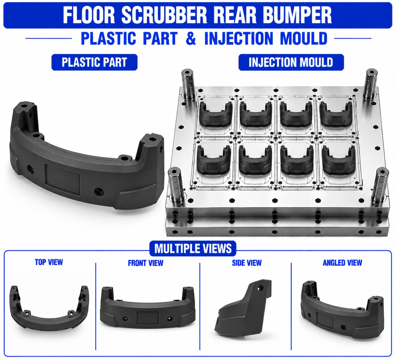Floor Scrubber Plastic Rear Bumper Mould and Moulding Service